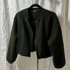 Zara Olive Green Bomber Jacket